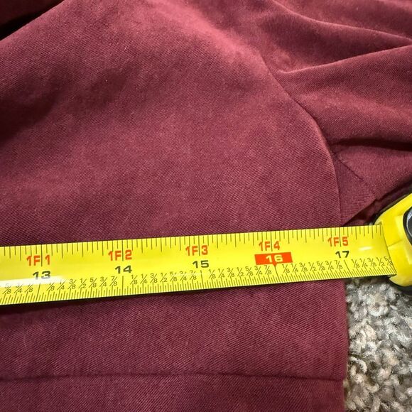 Katy Ireland Y2K Burgundy Fake Leather Faux Suede Velvet Trench Coat XS Blazer - Picture 4 of 5